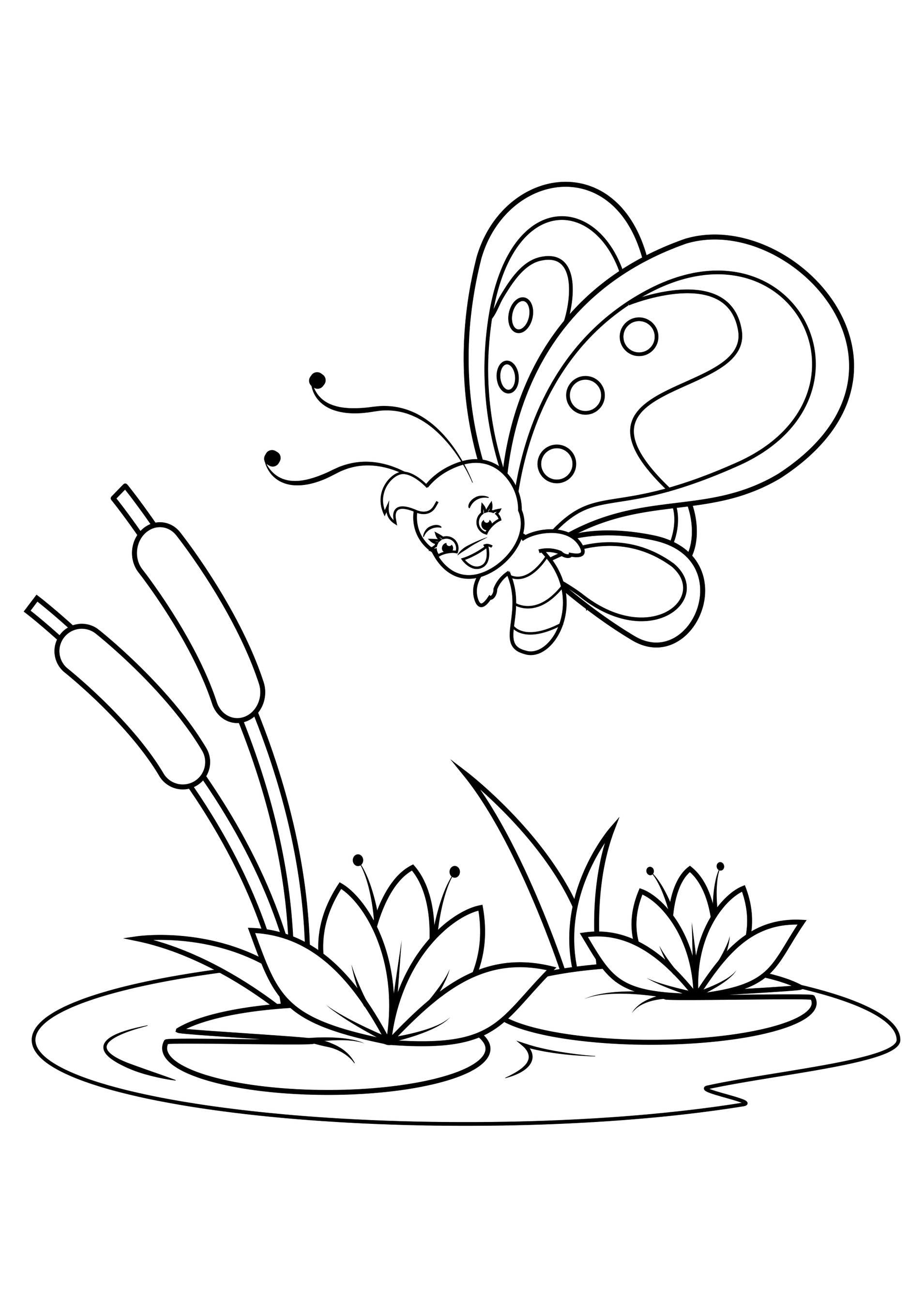 Butterfly Flying Over the River Coloring Sheet