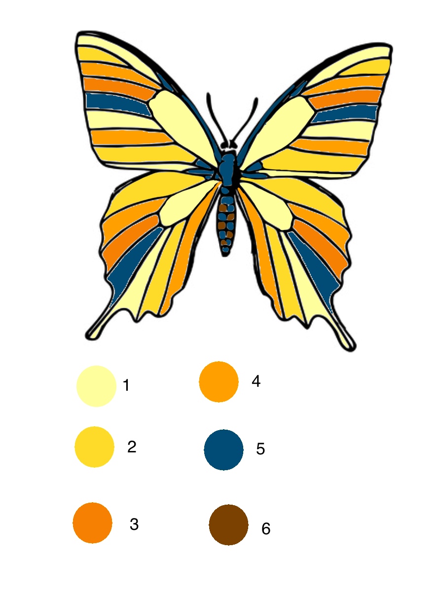 Butterfly color by numbers for kids