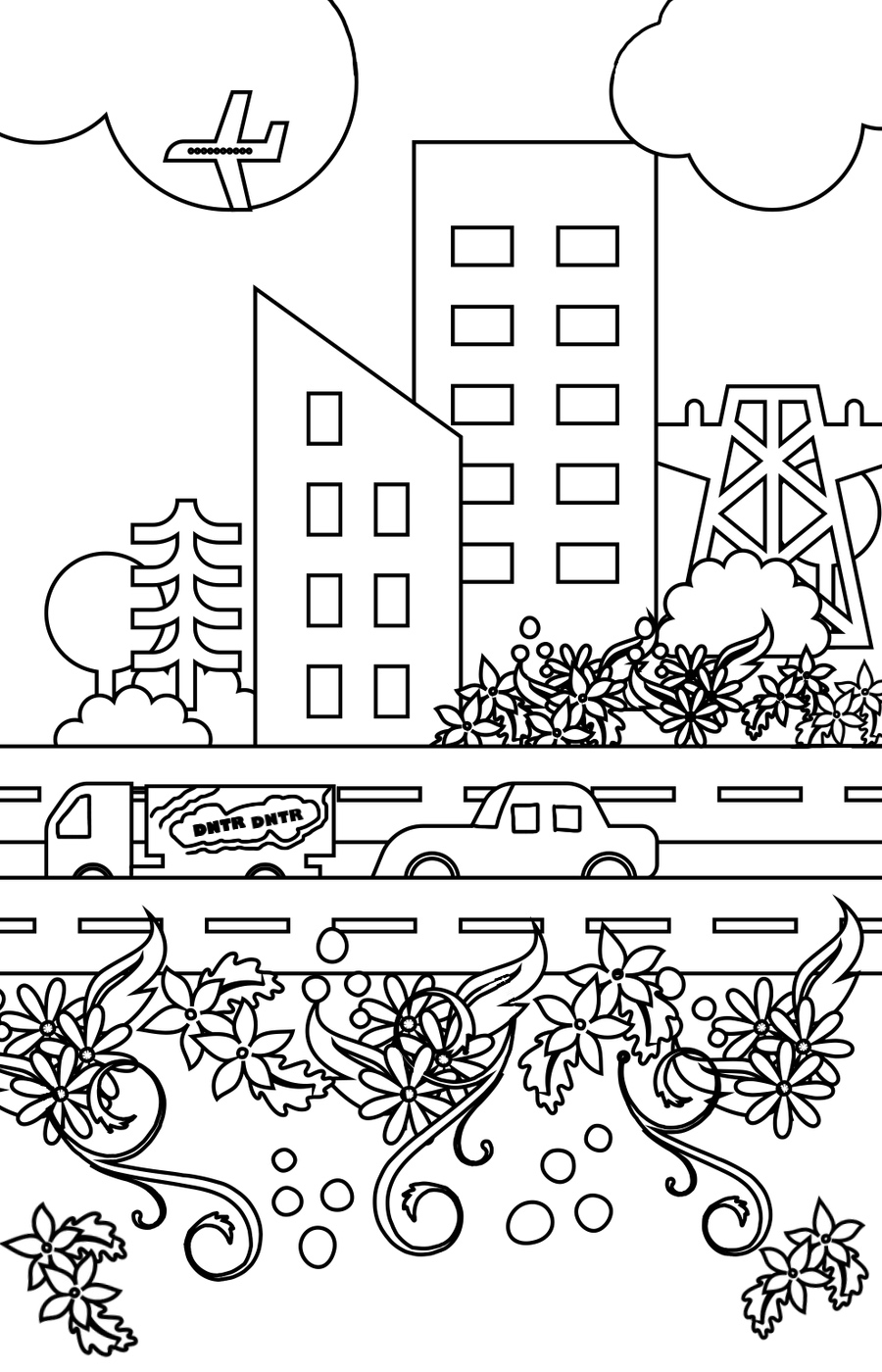 City of Flowers Coloring Page