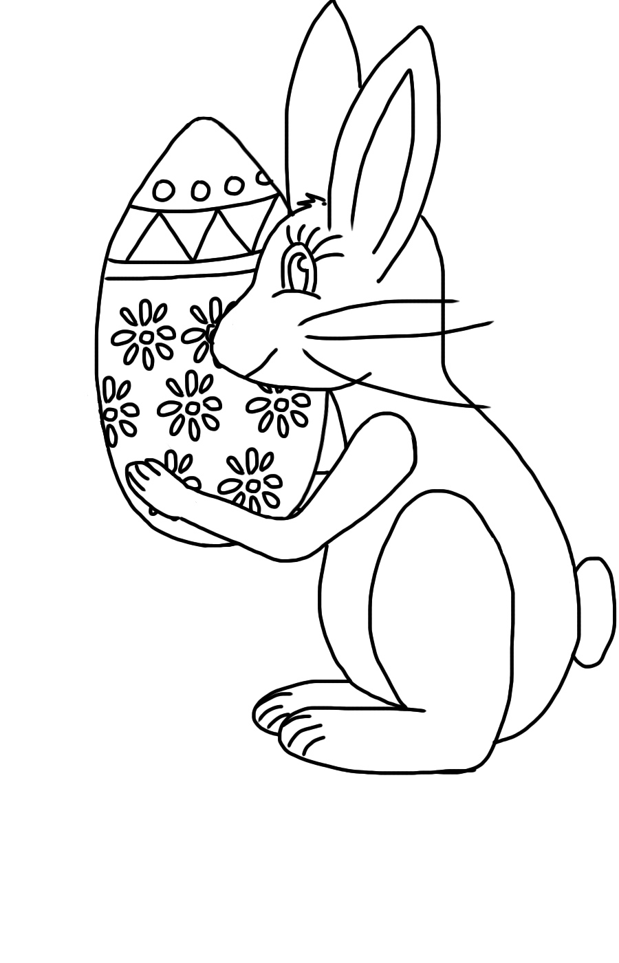 Easter Bunny Carrying an Easter Egg Coloring Printable 