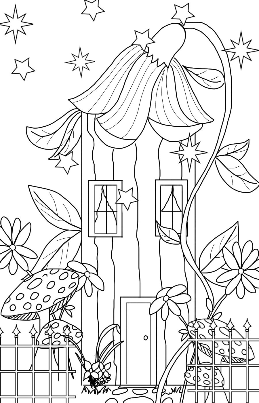 Fabled Fairy House Coloring Page