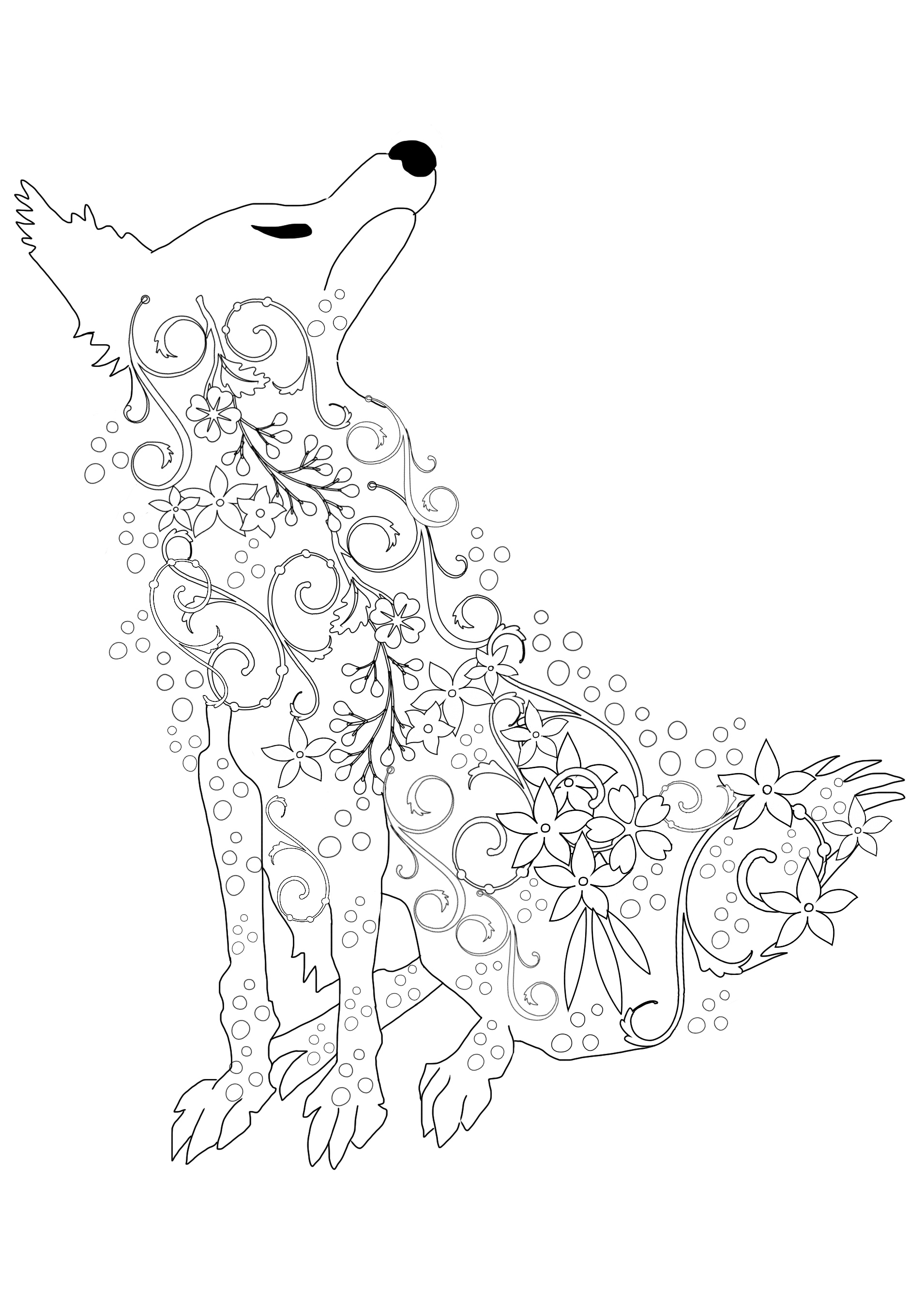 Floral Fantasy Fox Coloring Page