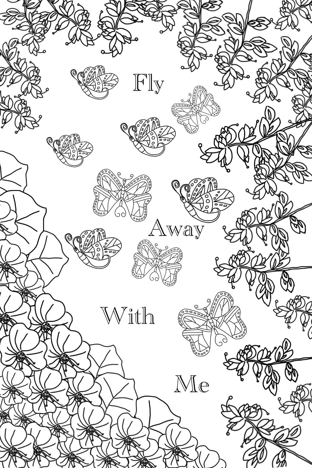 Fly Away With Me Valentine Coloring Card