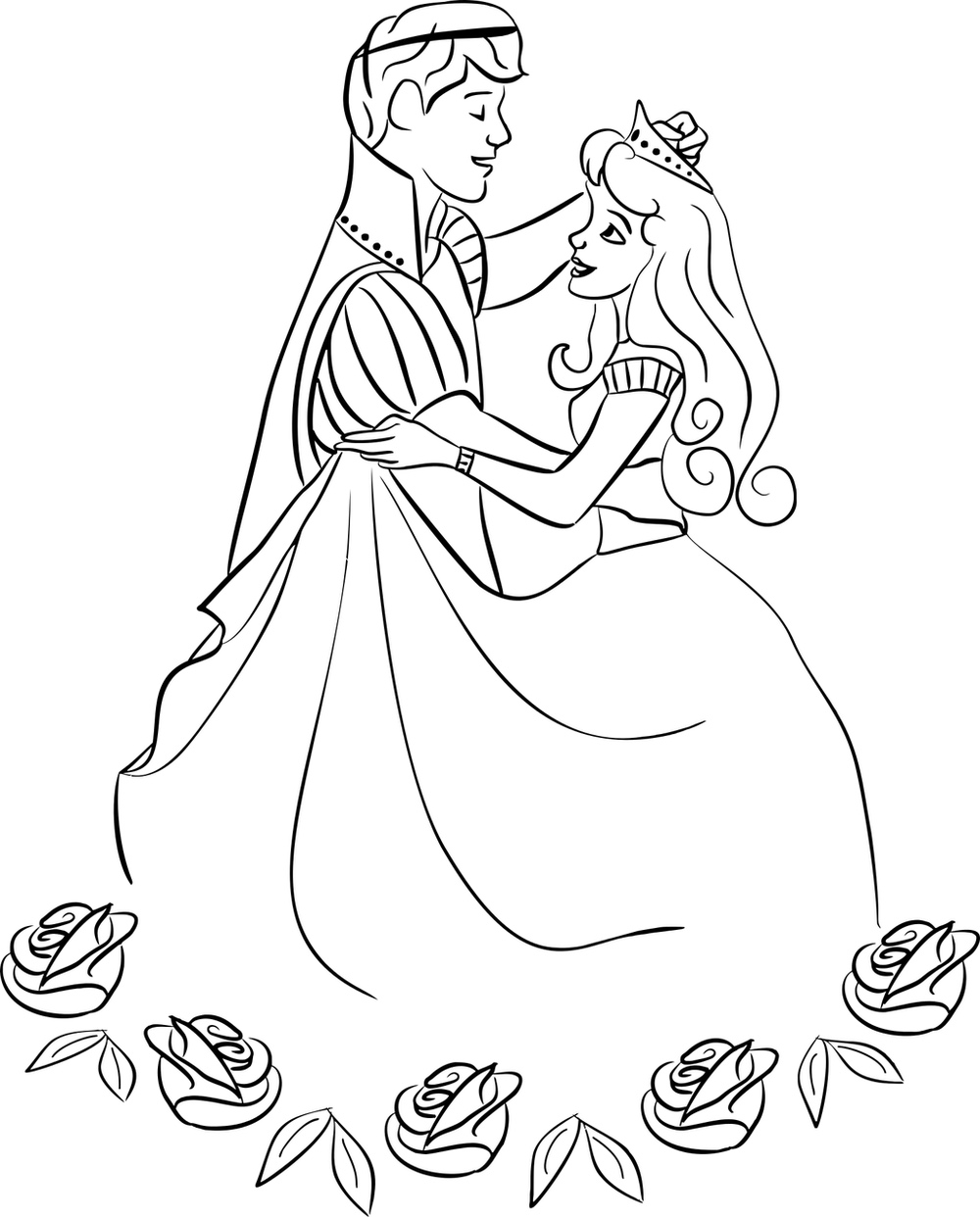 Prince and a Princess Fairy Tale Coloring Page