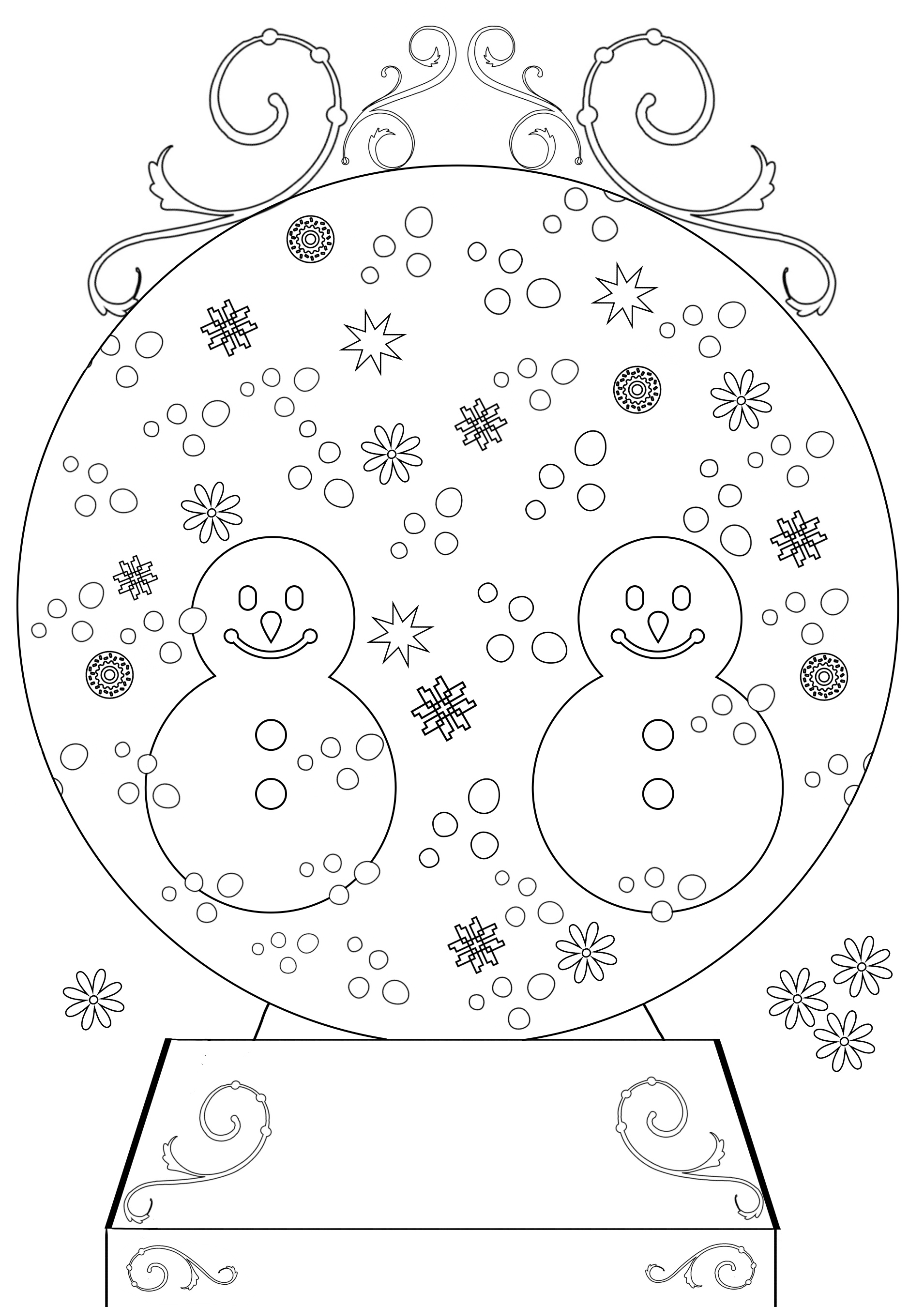 Snow Globe Christmas Coloring Page