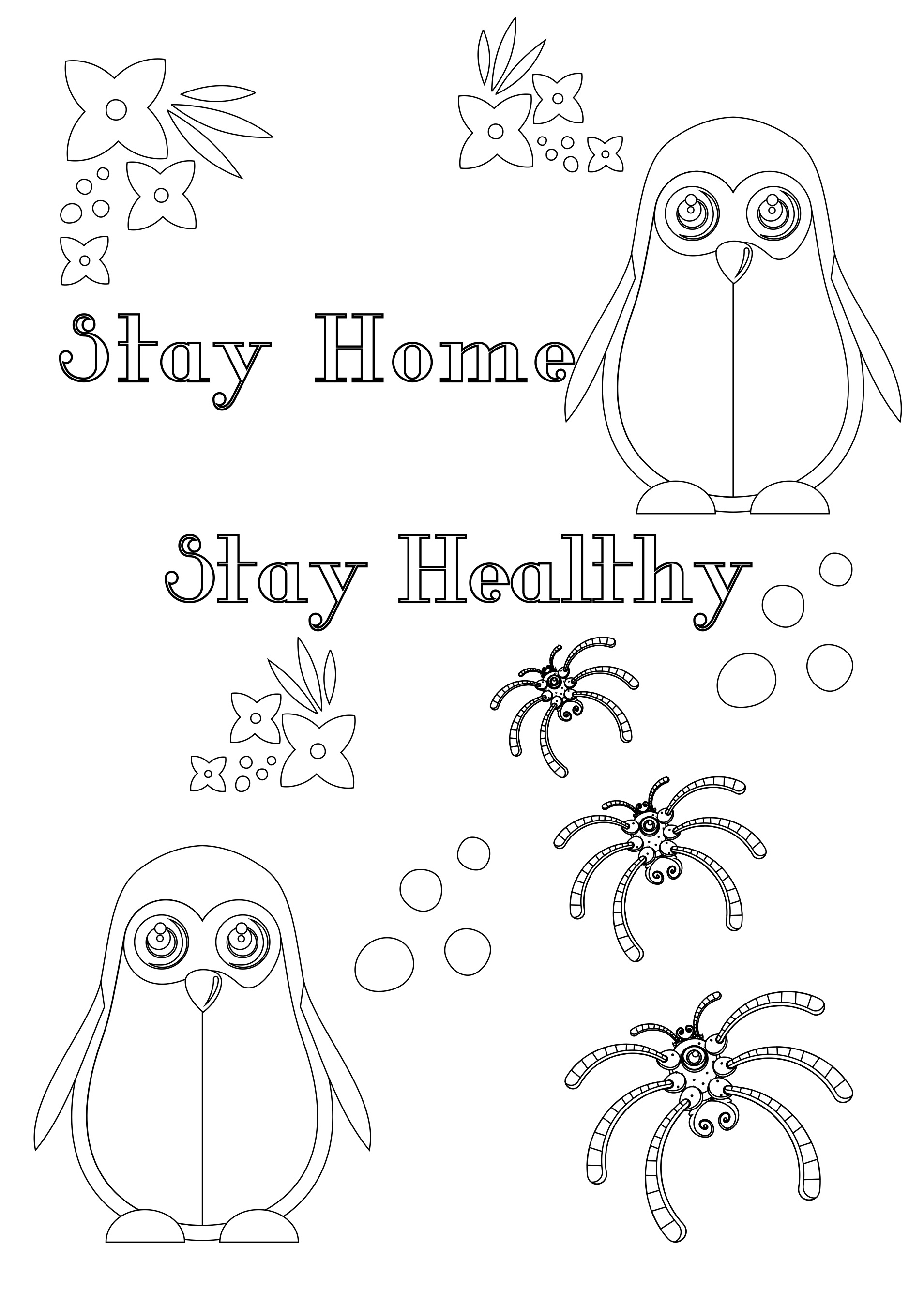 Stay Home Coloring Card for Kids