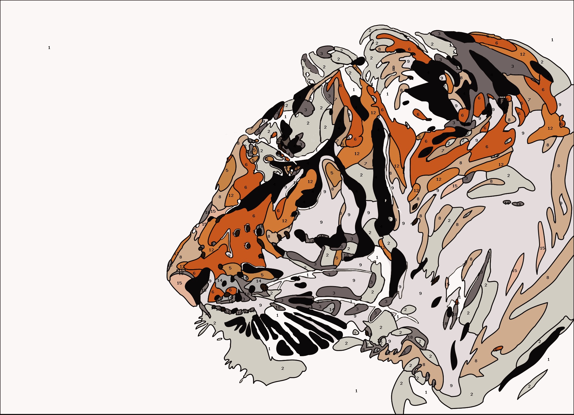 Stylized Tiger Paint By Numbers