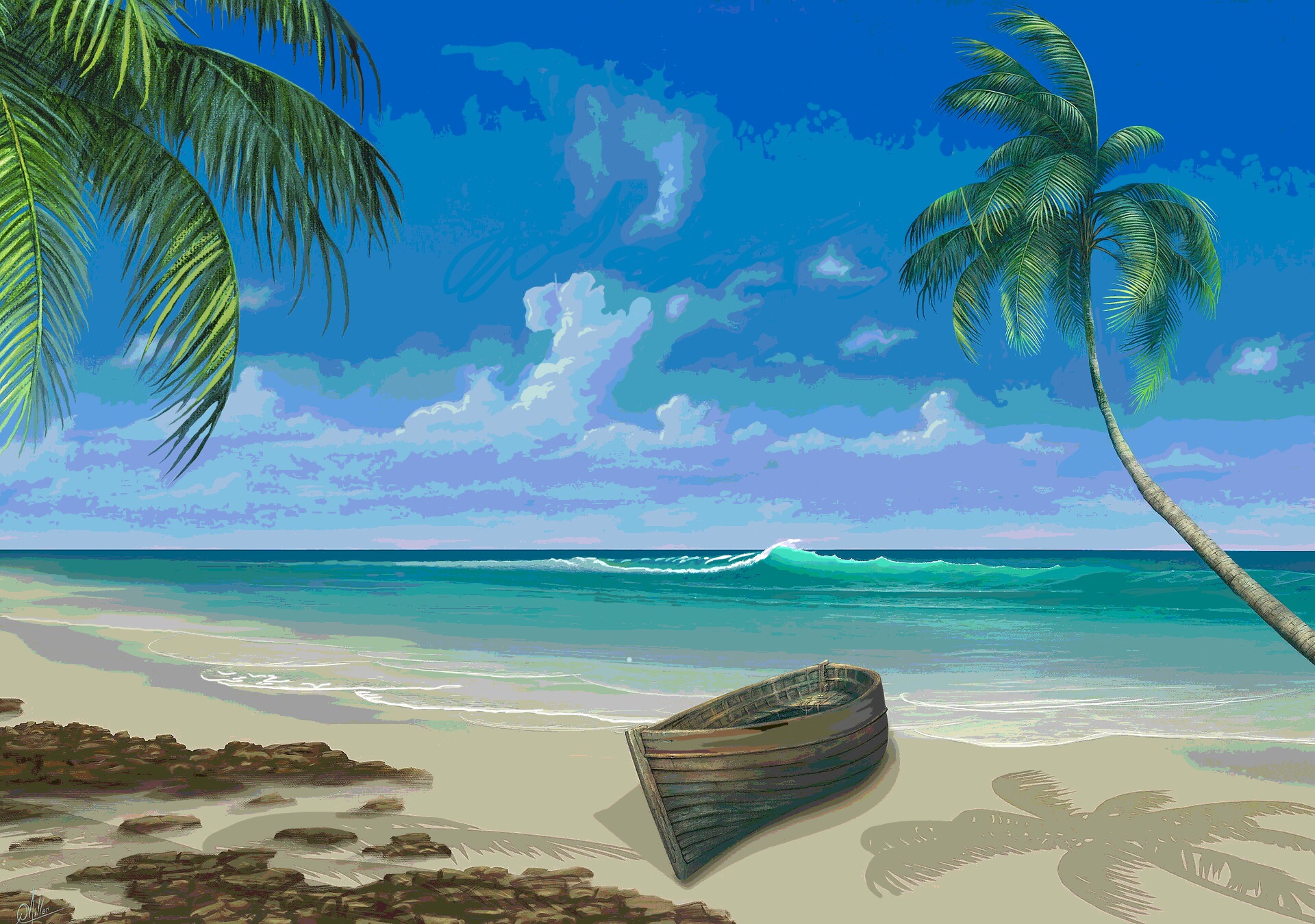 Tropical Beach DIY Paint by Numbers for Adults