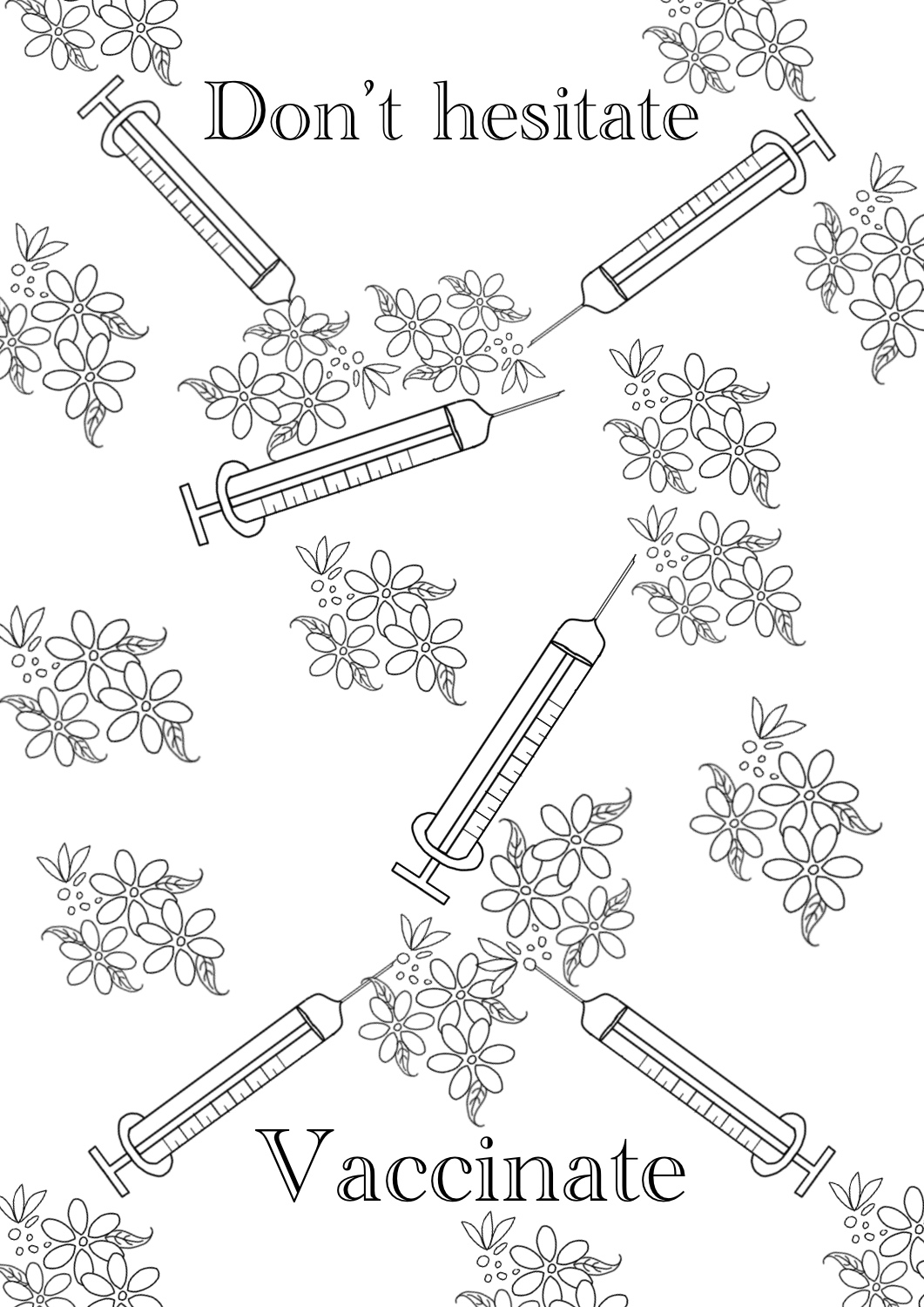 Vaccinate don’t hesitate coloring page for kids