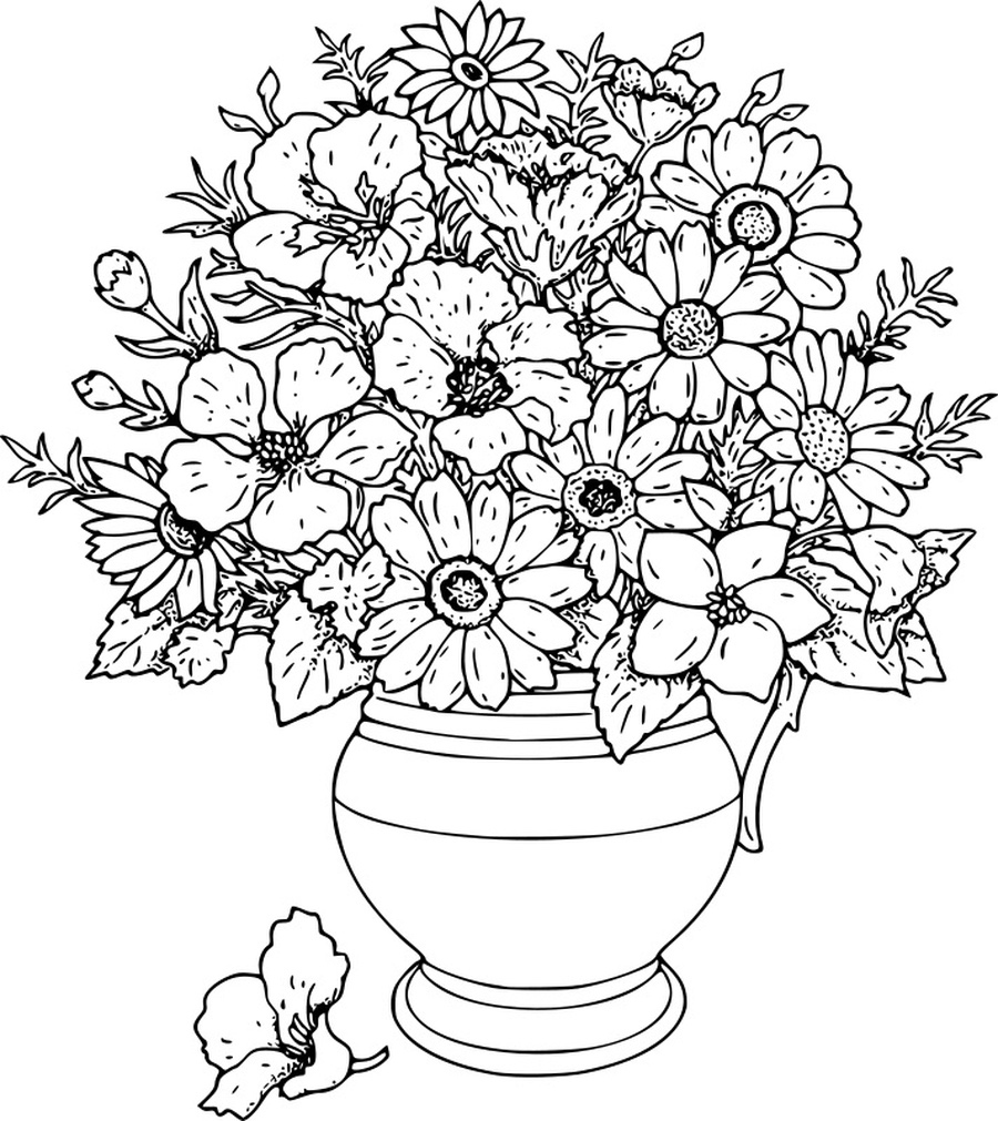 Vase of flowers coloring sheet