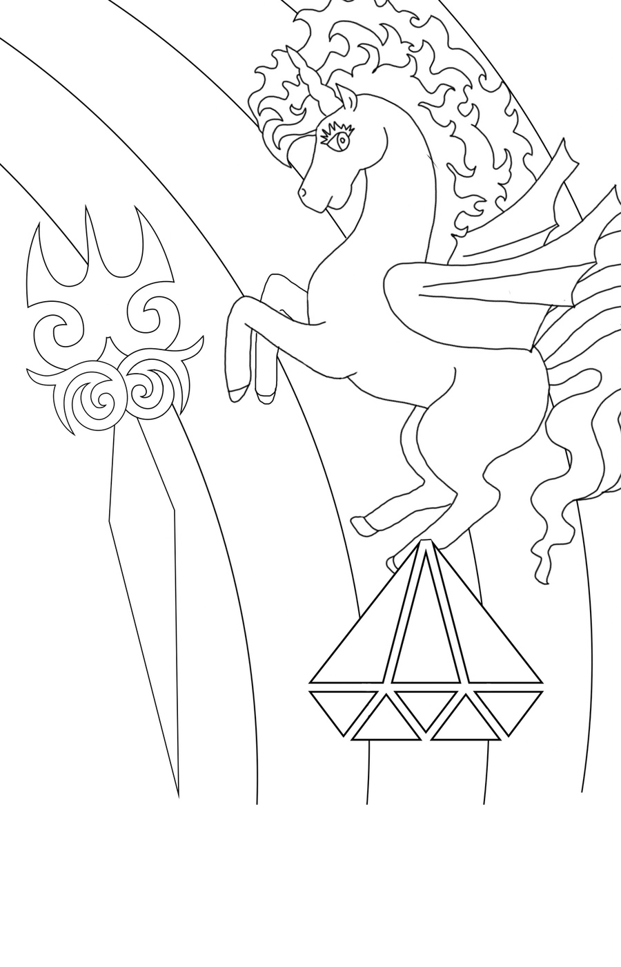 Warrior Unicorn Coloring Page