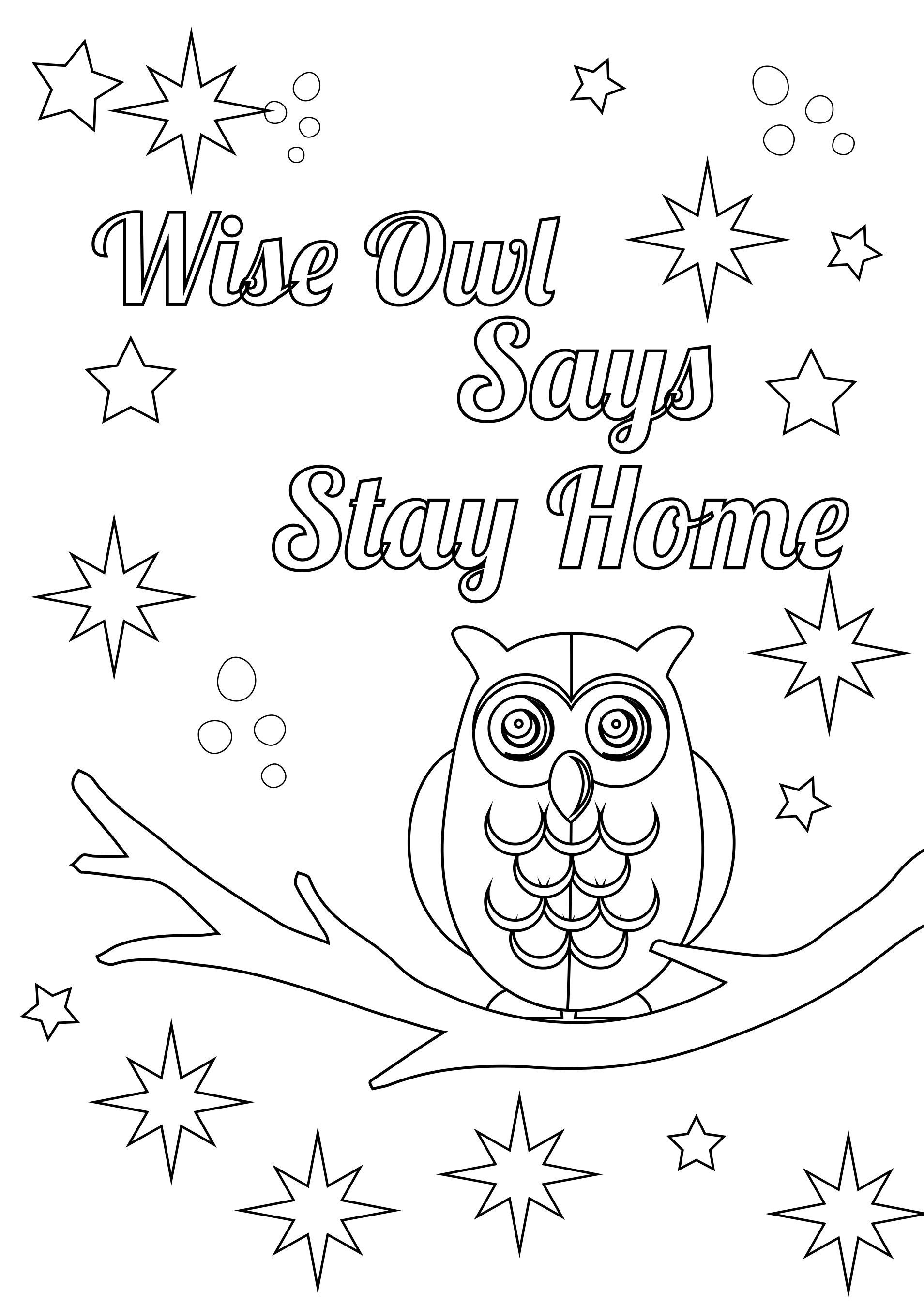 Wise Owl Anti-Covid Coloring Card