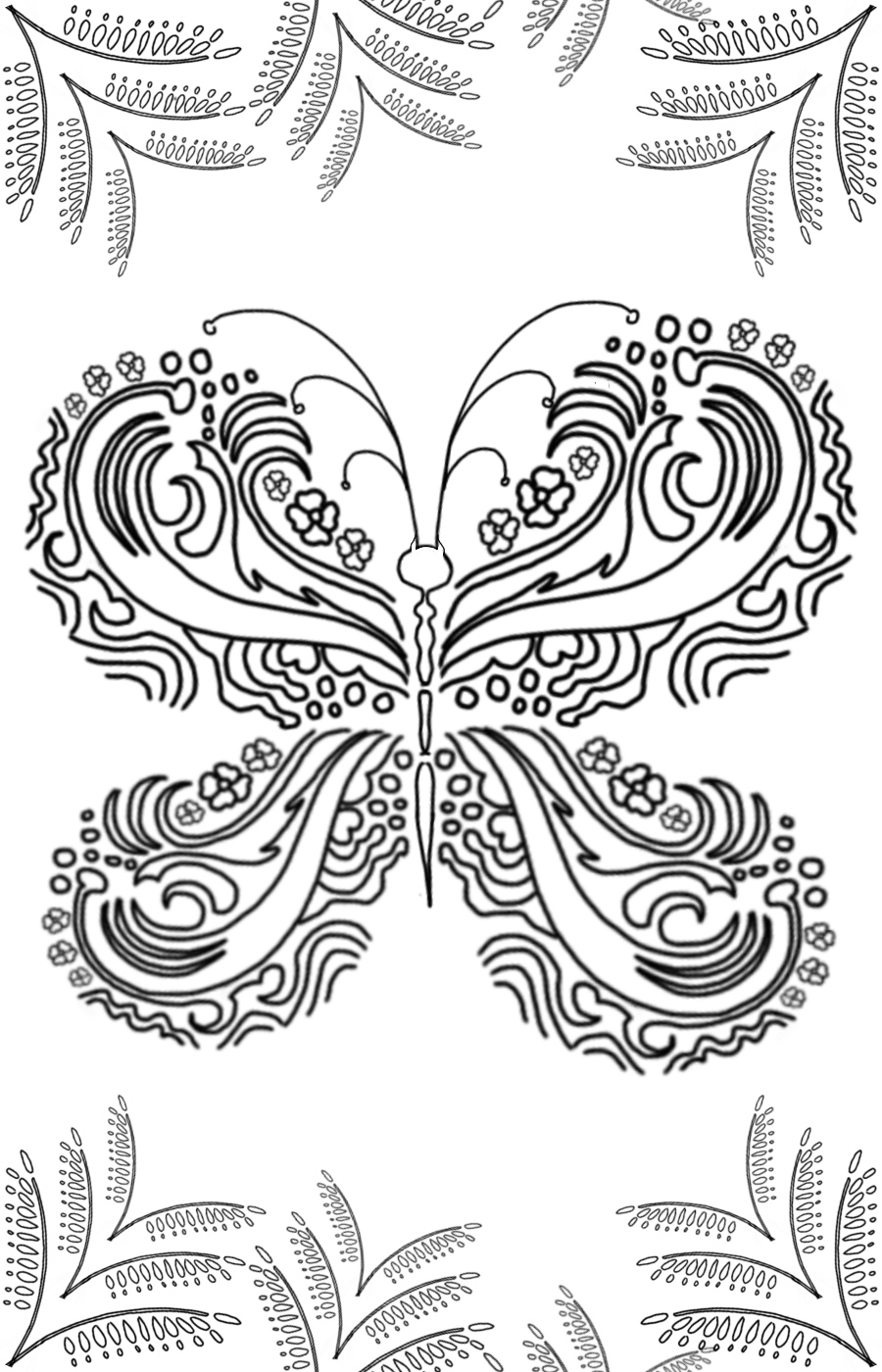 Zentangle butterfly coloring page