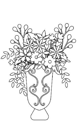 Beautiful Flowers Coloring Card Template for Moms