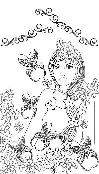 Butterfly girl coloring page