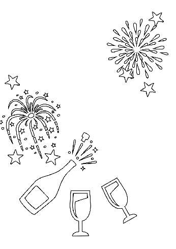 Champagne Coloring Card for Birthdays or Special Occasion 