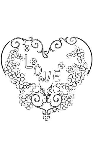 Cute Love Coloring Page