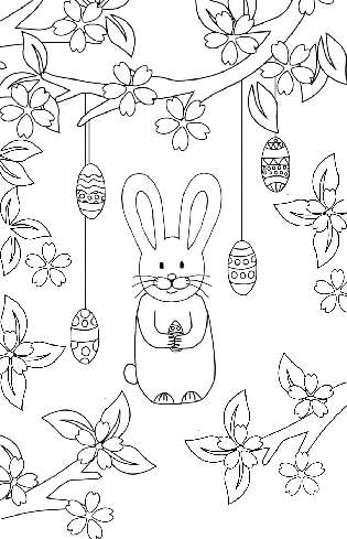Easter Eggs and Bunnies Coloring Page
