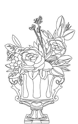 Lovely Vase of Flowers Coloring Card Template 