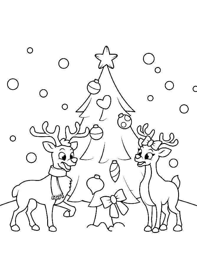 Reindeer and a Christmas Tree