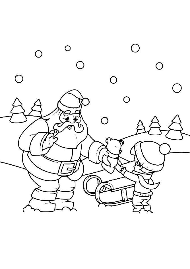 Santa Giving a Teddy Bear to a child