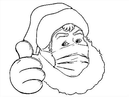 Santa wearing a Covid mask