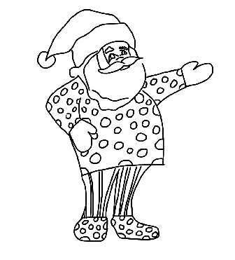 Santa wearing pajamas coloring page