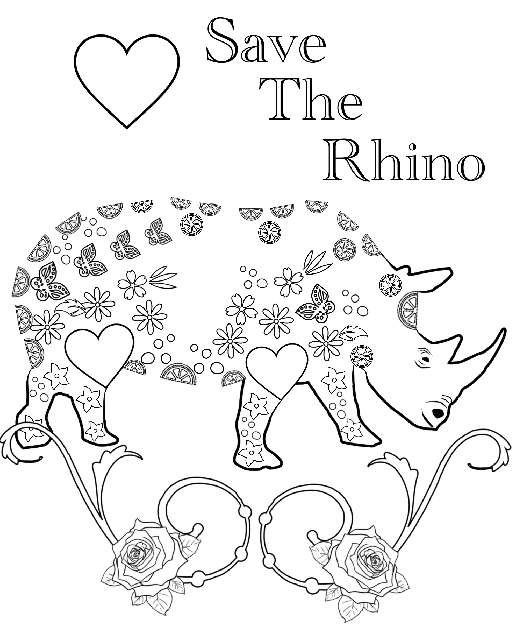 Save the Rhino Coloring Page