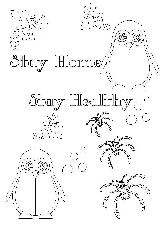 Stay Home Coloring Card for Kids