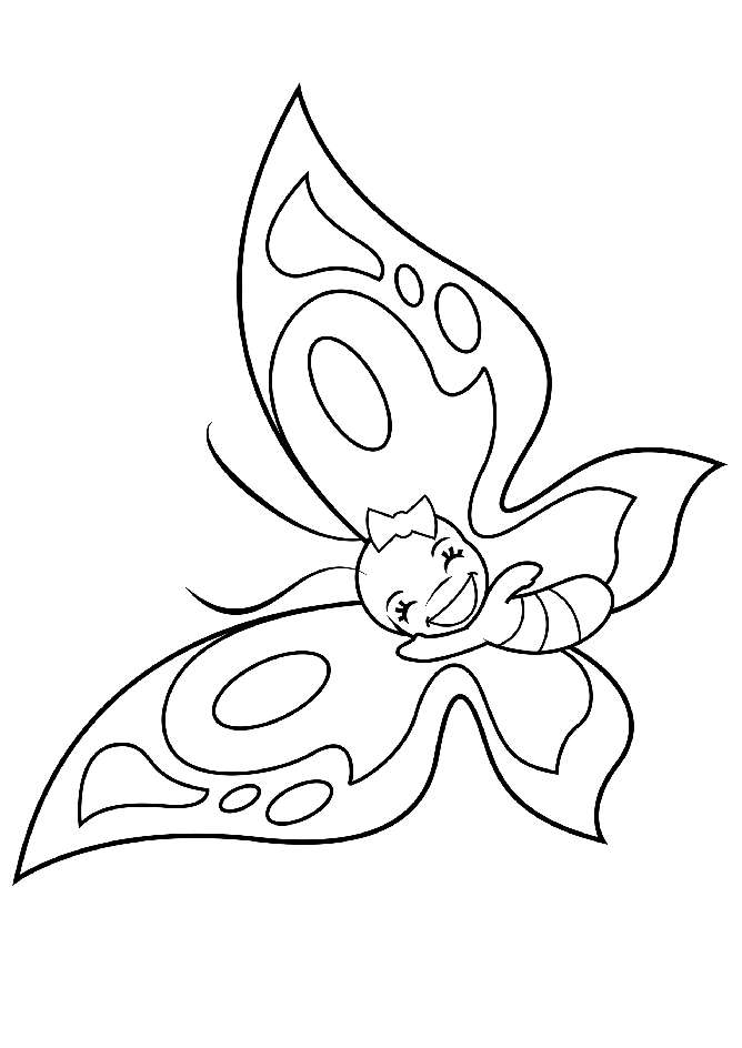Stunning Cartoon Girl Butterfly Coloring Page