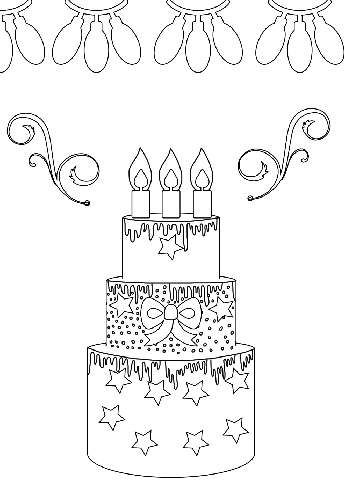 Three Tiered Birthday Cake Coloring Card