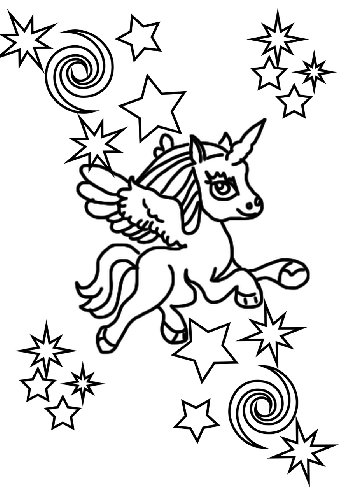 Magical and Cute Unicorn Coloring Page