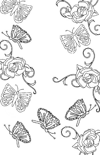 Butterflies and Roses Coloring Card Template for Mom