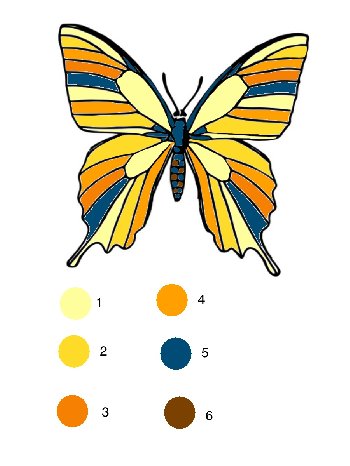 Butterfly color by numbers for kids