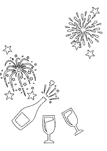 Champagne Coloring Card for Birthdays or Special Occasion 