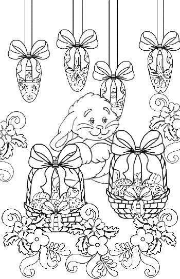 Cute Easter Bunny with Easter Egg Baskets