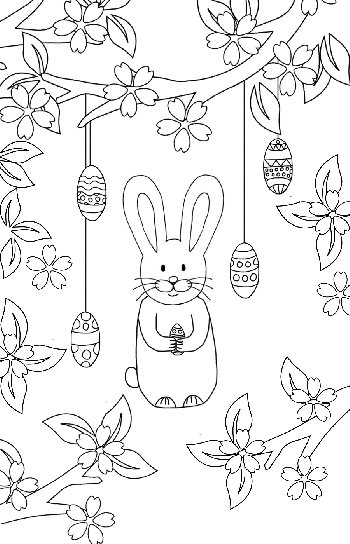 Easter Eggs and Bunnies Coloring Page