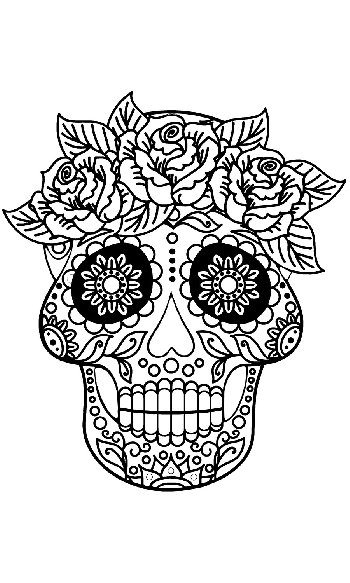 Floral skull coloring page