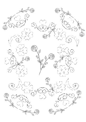 Roses and hearts Valentine coloring page