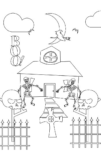 Skeleton and Zombie Coloring Page