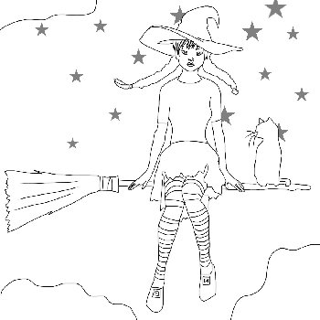 Witch on her broomstick 