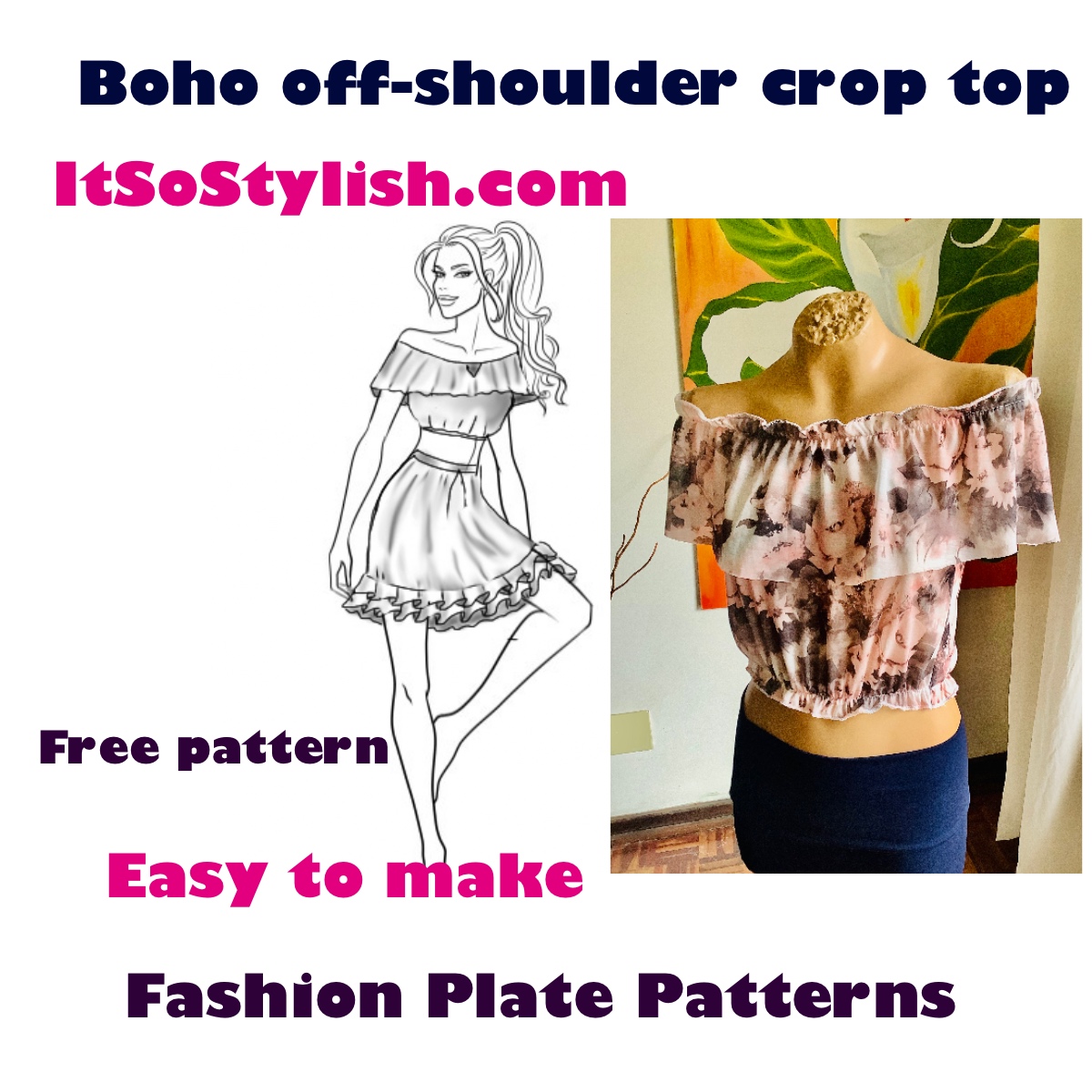 How to sew an easy Boho cropped top