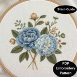 Blue flowers embroidery pattern