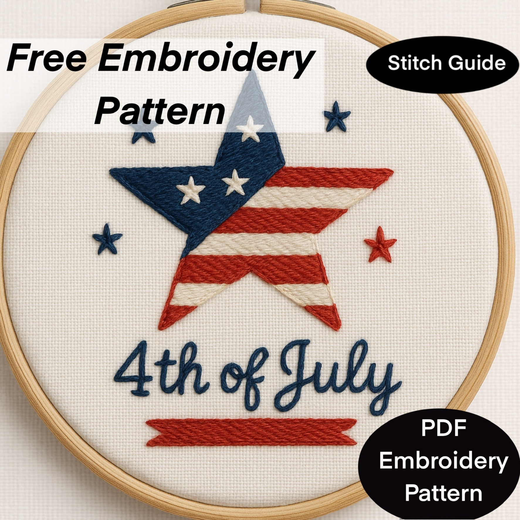 Stars and Stripes Free Embroidery Pattern