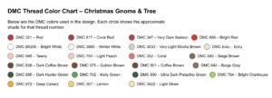 Hand embroidery Christmas Gnome Color Chart